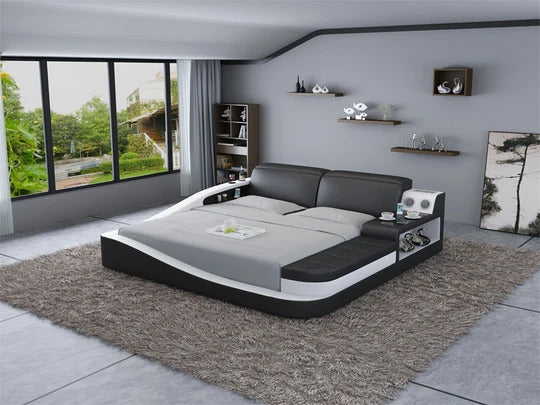Queen Size : Leatherette Bed With Storage