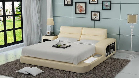 Queen Size : Leatherette Bed With Storage