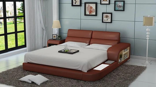 Queen Size : Leatherette Bed With Storage
