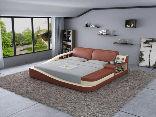 Queen Size : Leatherette Bed With Storage