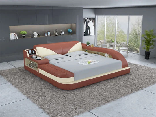 Queen Size : Leatherette Bed With Storage