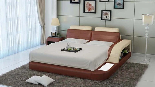 Queen Size : Leatherette Bed With Storage