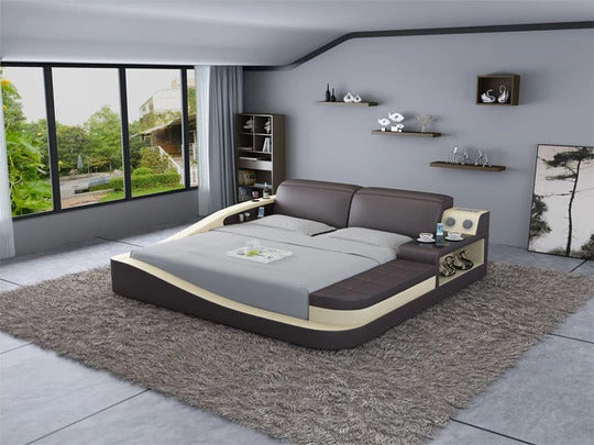 Queen Size : Leatherette Bed With Storage