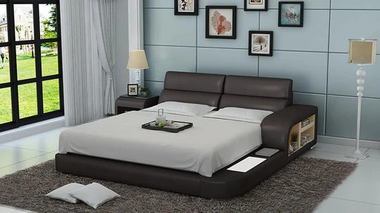 Queen Size : Leatherette Bed With Storage