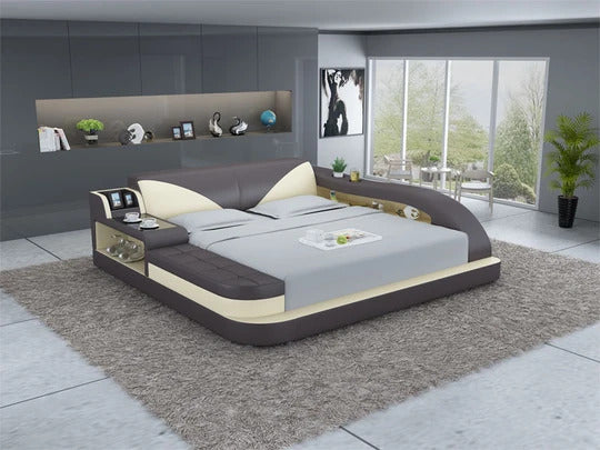 Queen Size : Leatherette Bed With Storage