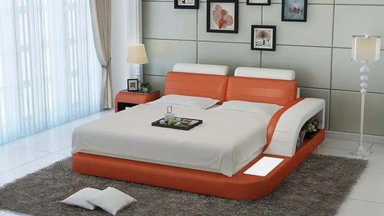 Queen Size : Leatherette Bed With Storage