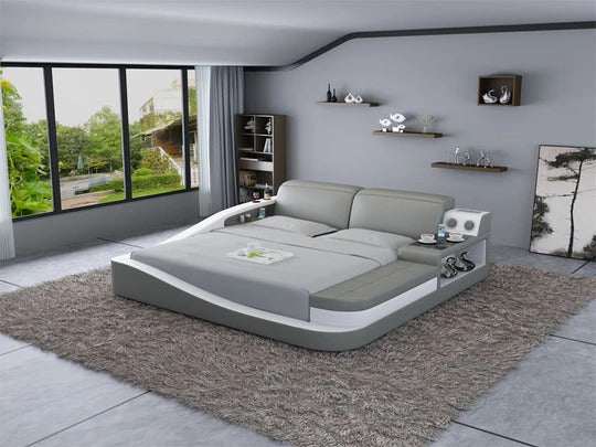 Queen Size : Leatherette Bed With Storage
