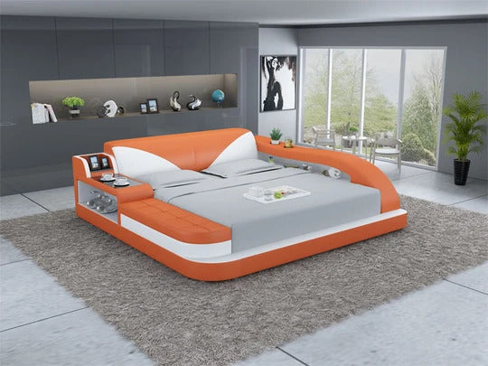 Queen Size : Leatherette Bed With Storage