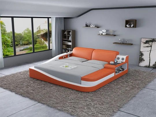 Queen Size : Leatherette Bed With Storage