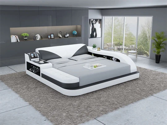 Queen Size : Leatherette Bed With Storage