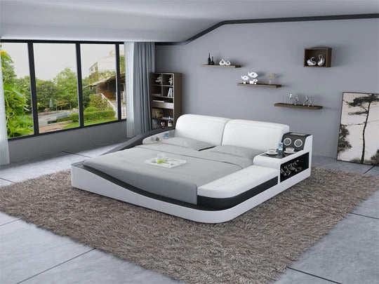 Queen Size : Leatherette Bed With Storage