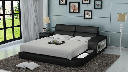 Queen Size : Leatherette Bed With Storage