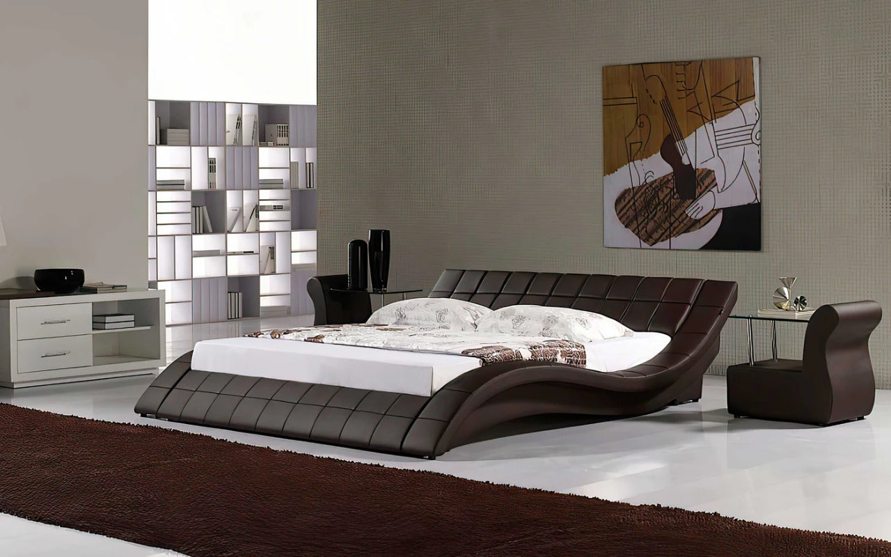 Queen Size: Leatherette Queen Size Platform Bed