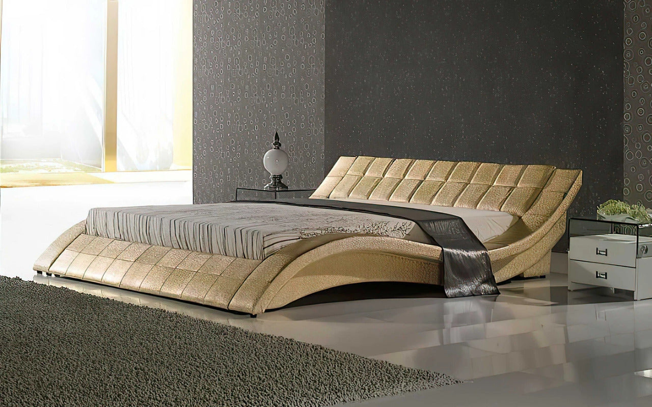 Queen Size: Leatherette Queen Size Platform Bed