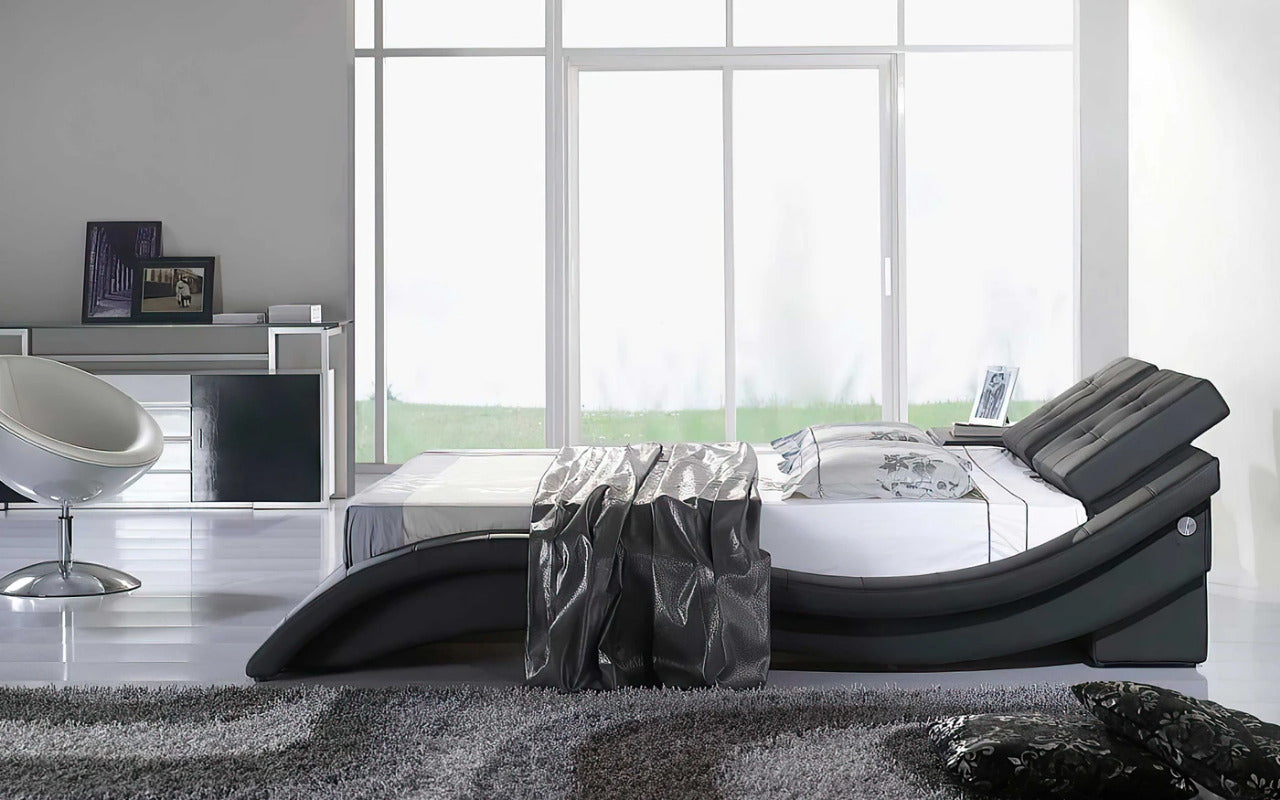 Queen Size: Leatherette Queen Size Platform Bed