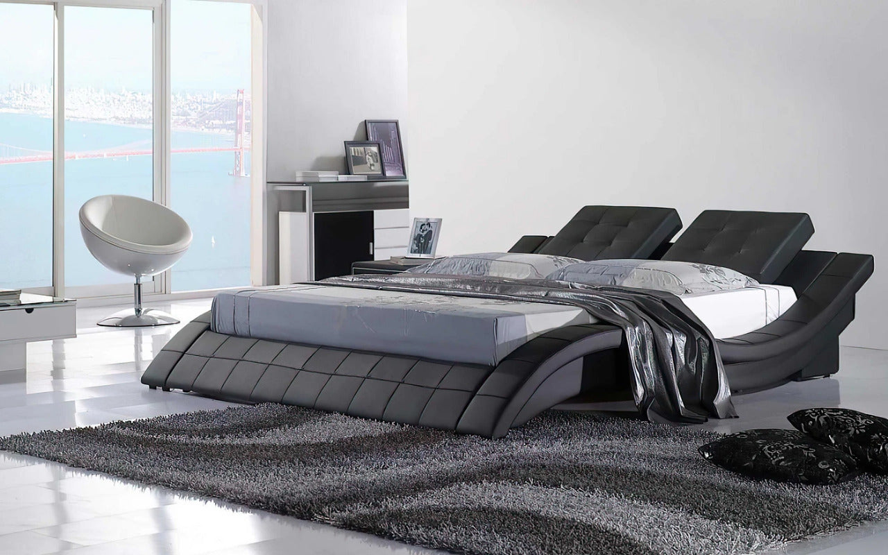 Queen Size: Leatherette Queen Size Platform Bed