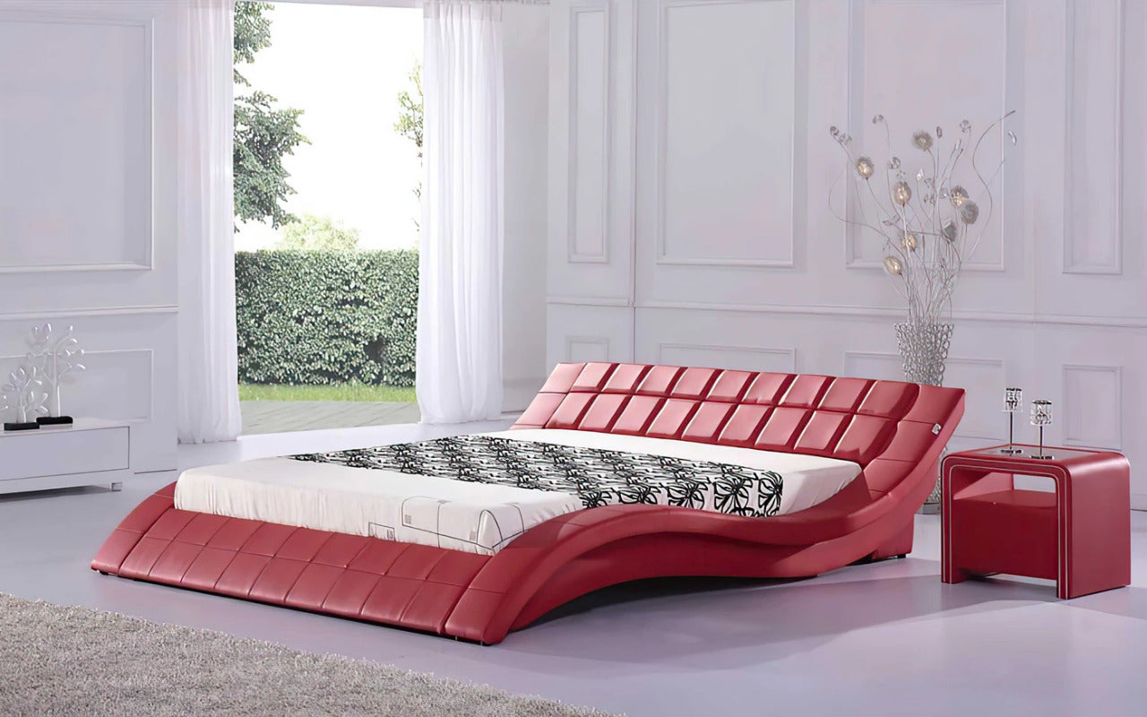Queen Size: Leatherette Queen Size Platform Bed