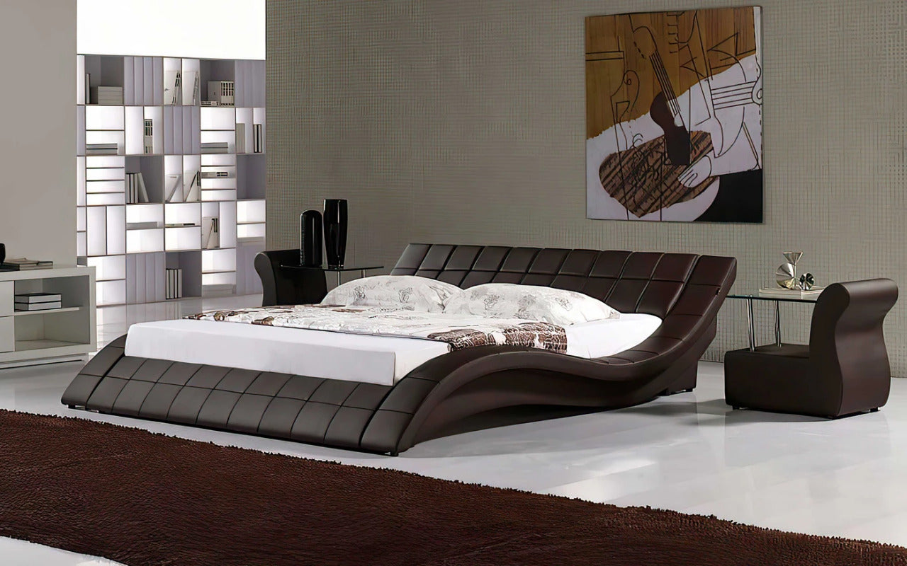 Queen Size: Leatherette Queen Size Platform Bed