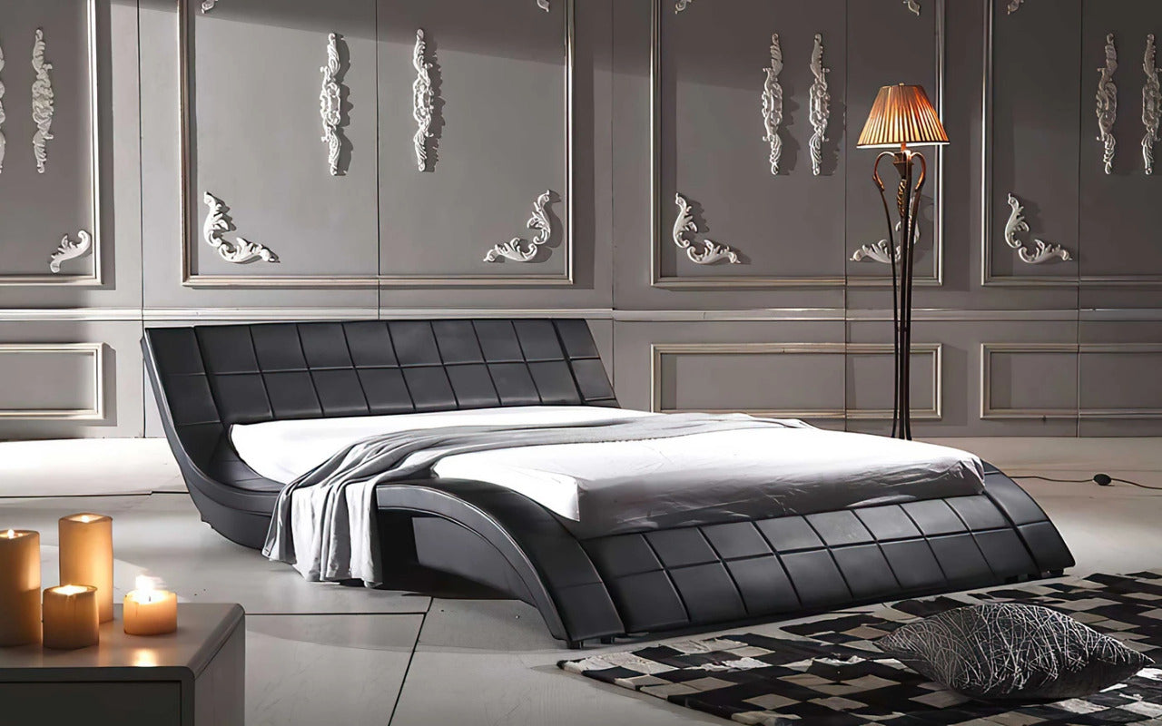 Queen Size: Leatherette Queen Size Platform Bed