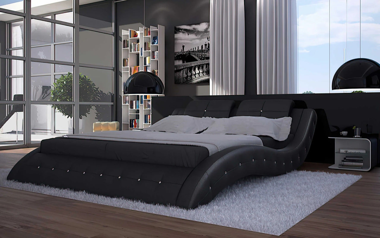 Queen Size: Leatherette Queen Size Platform Bed