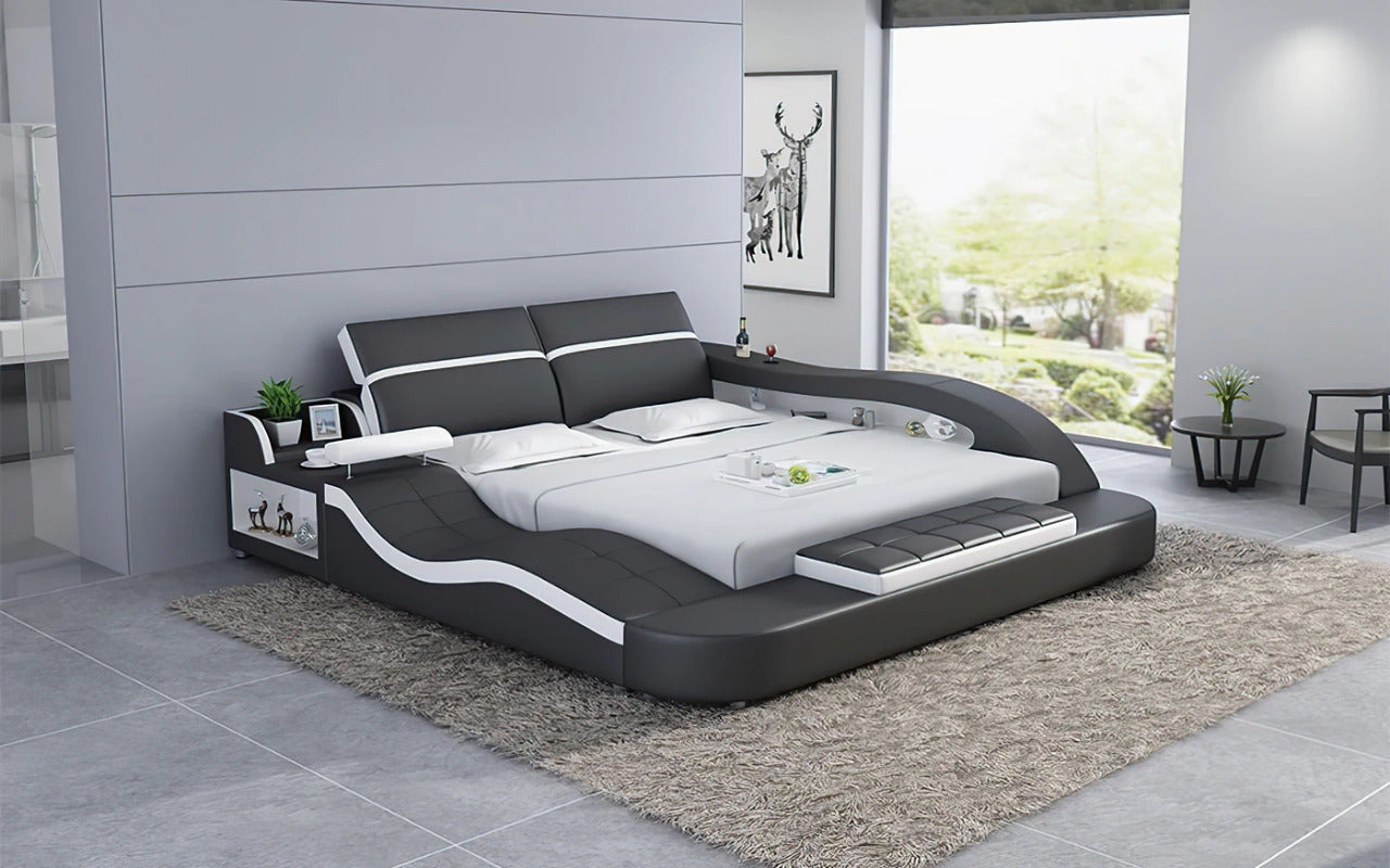 Queen Size: Leatherette Queen Size Smart Bed