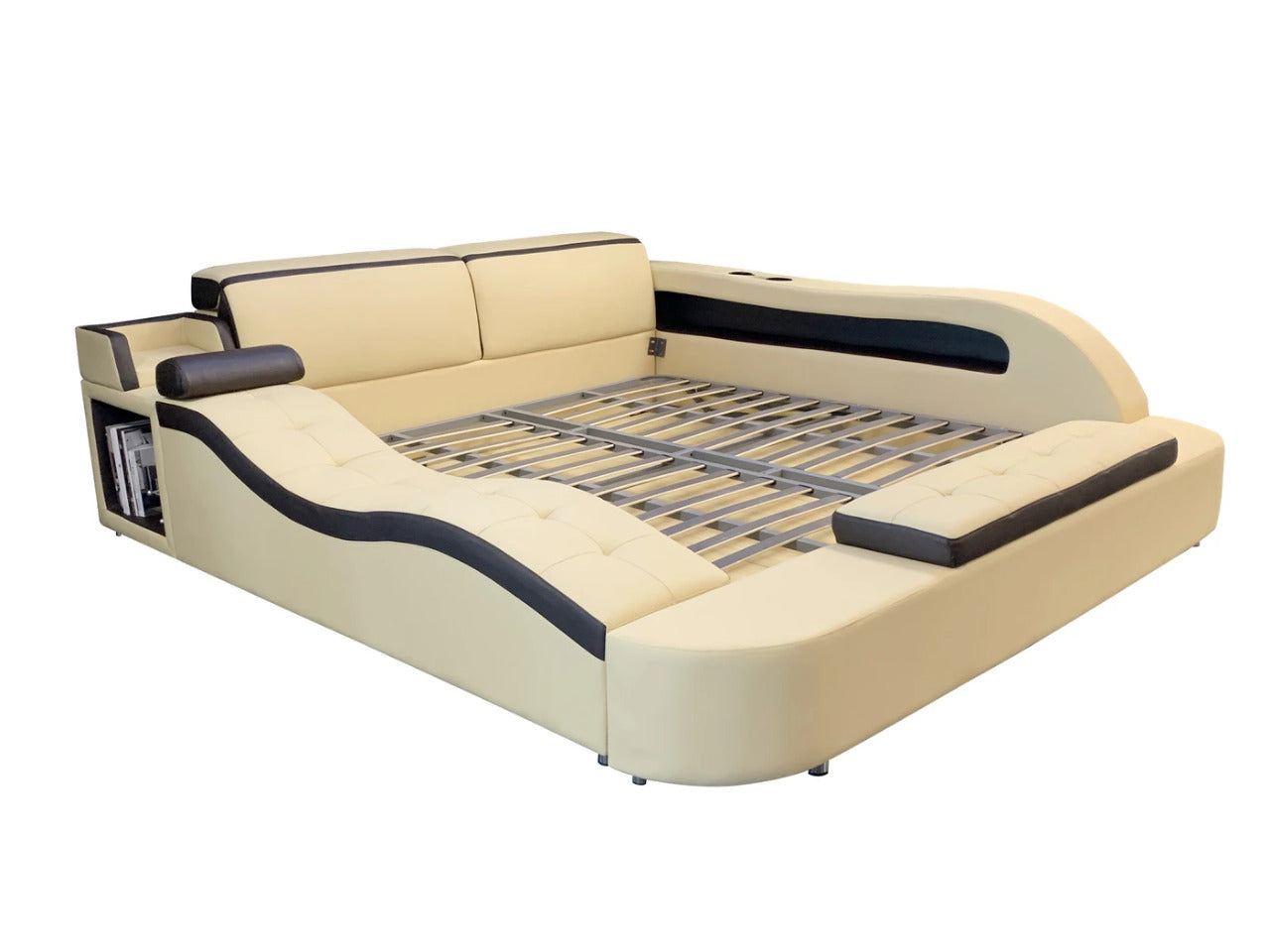 Queen Size: Leatherette Queen Size Smart Bed