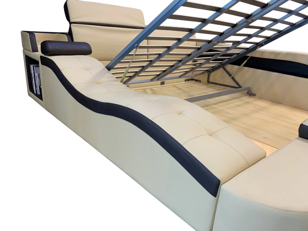 Queen Size: Leatherette Queen Size Smart Bed