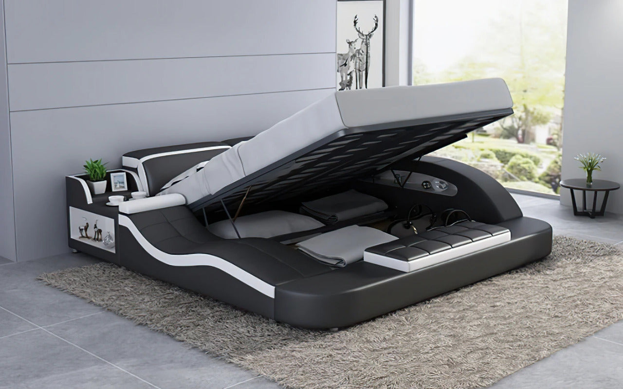 Queen Size: Leatherette Queen Size Smart Bed