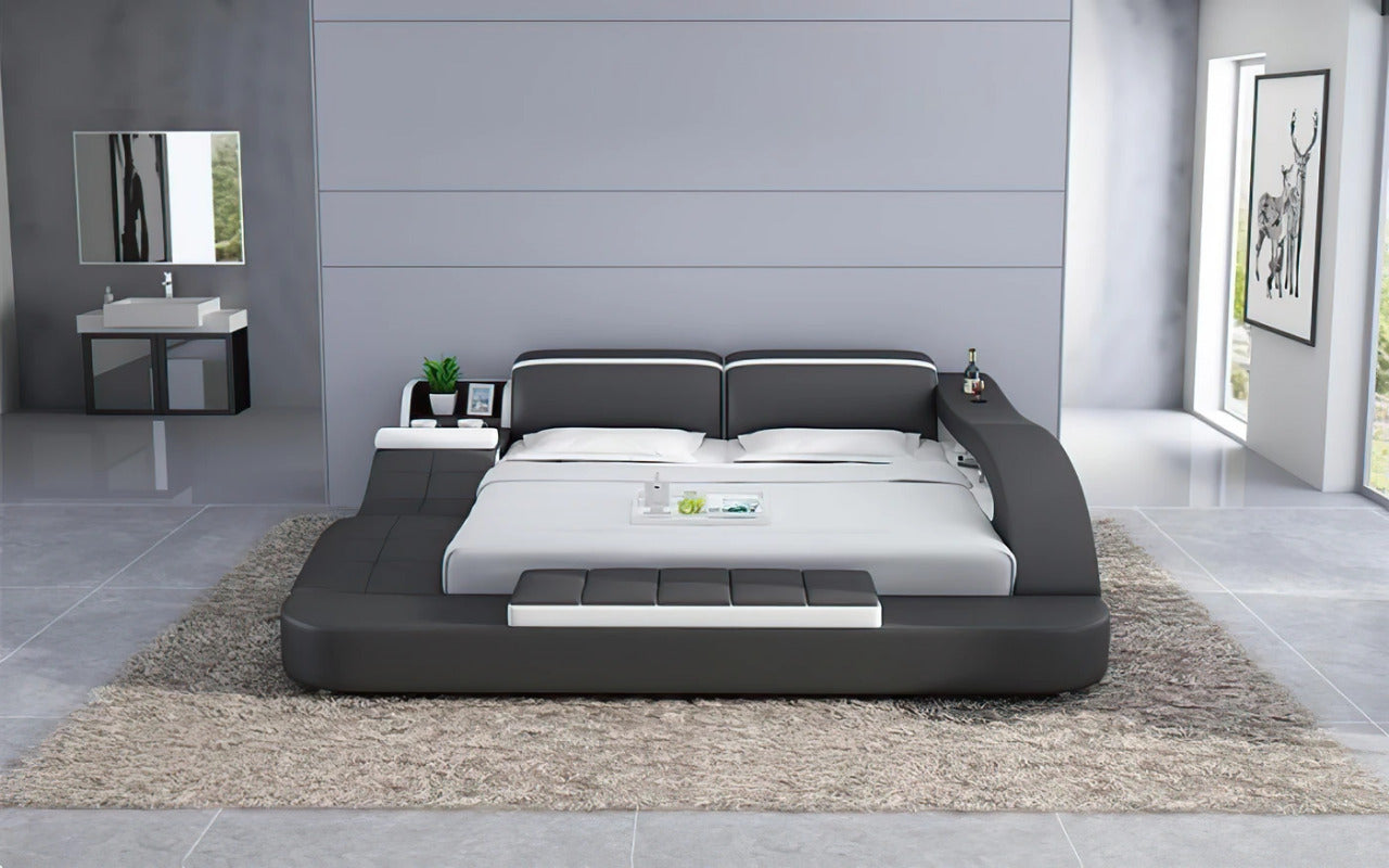 Queen Size: Leatherette Queen Size Smart Bed