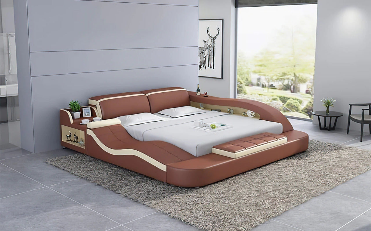 Queen Size: Leatherette Queen Size Smart Bed
