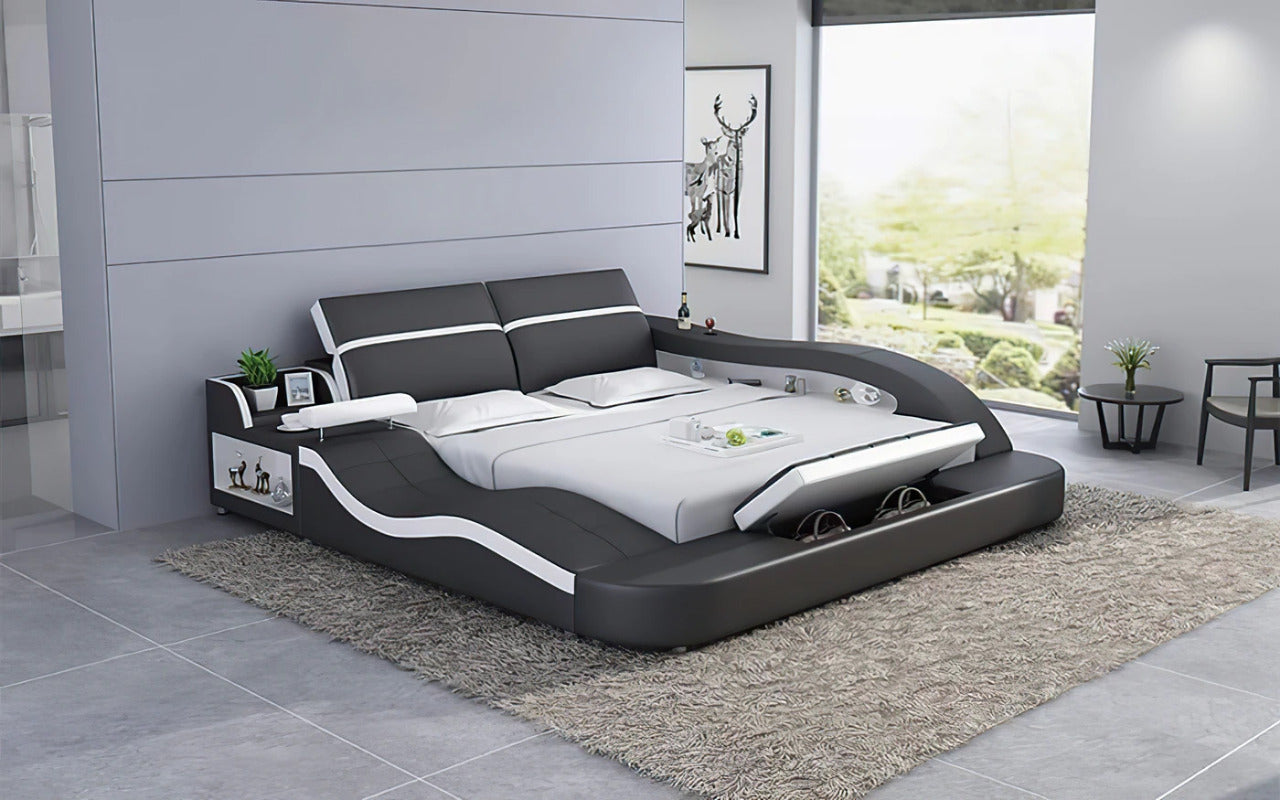 Queen Size: Leatherette Queen Size Smart Bed