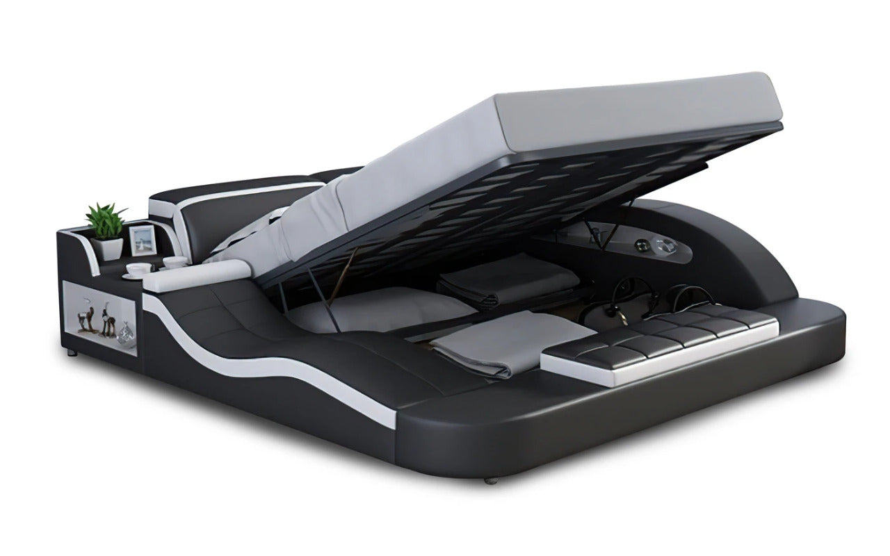 Queen Size: Leatherette Queen Size Smart Bed