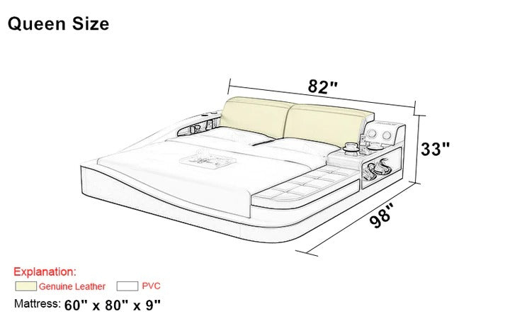 Queen Size Leatherette Bed With Storage