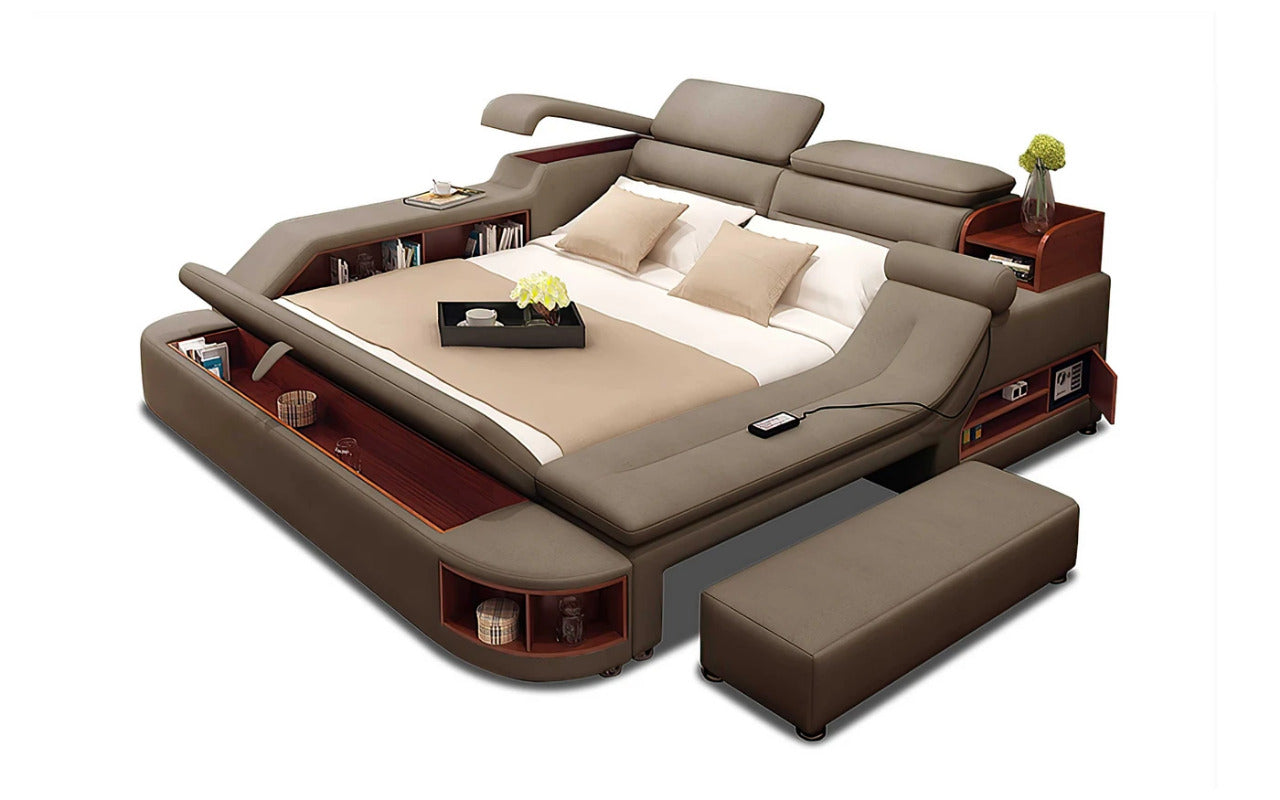 Queen Size: Brown Multi-functional Queen Size Smart Bed