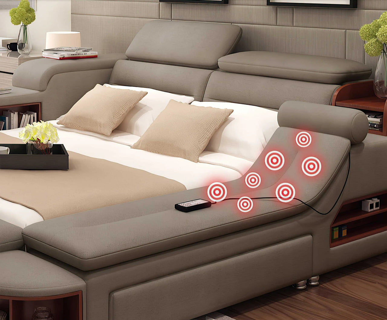 Queen Size: Brown Multi-functional Queen Size Smart Bed