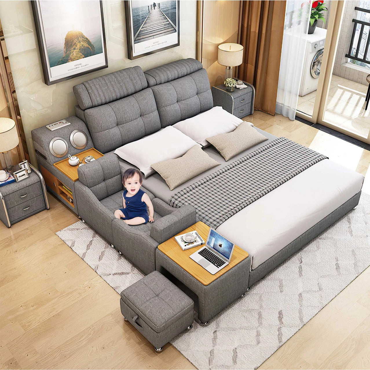 Queen Size: Multi-functional Queen Size Smart Bed