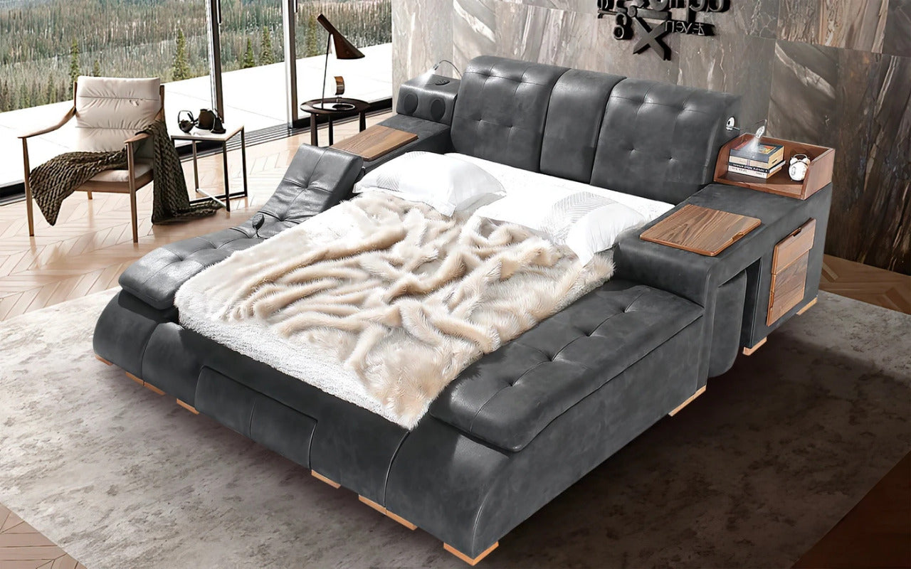 Queen Size: Queen Size Bed With Massage Lounge Chaise