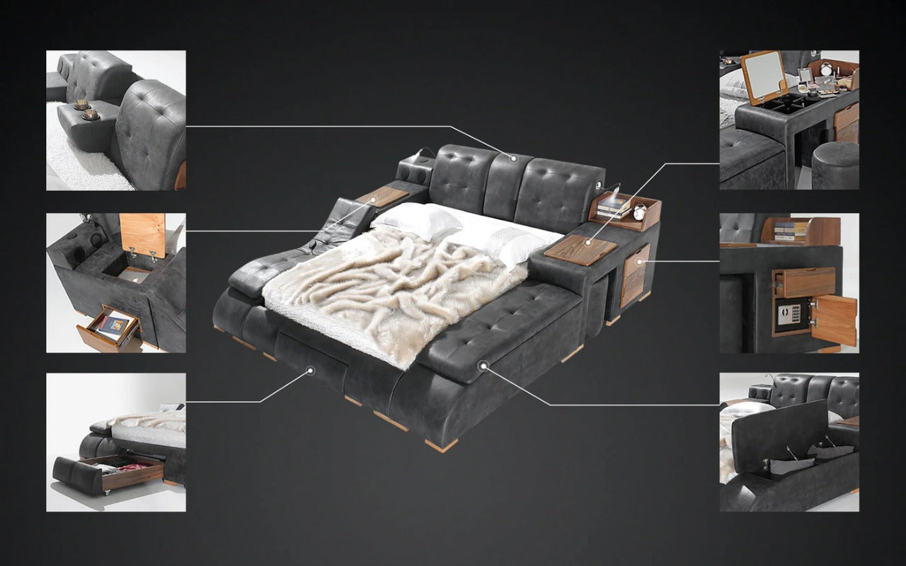 Queen Size: Queen Size Bed With Massage Lounge Chaise
