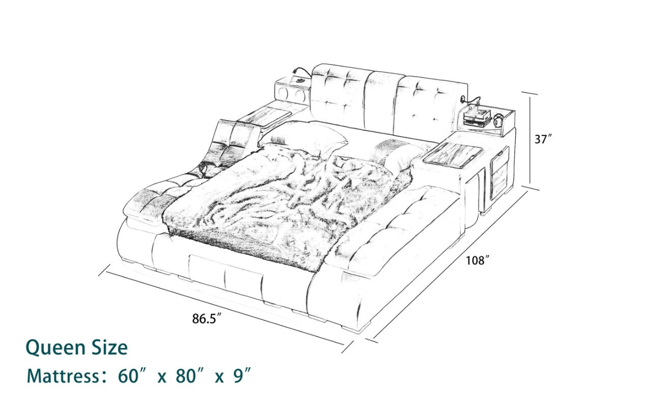 Queen Size: Queen Size Bed With Massage Lounge Chaise