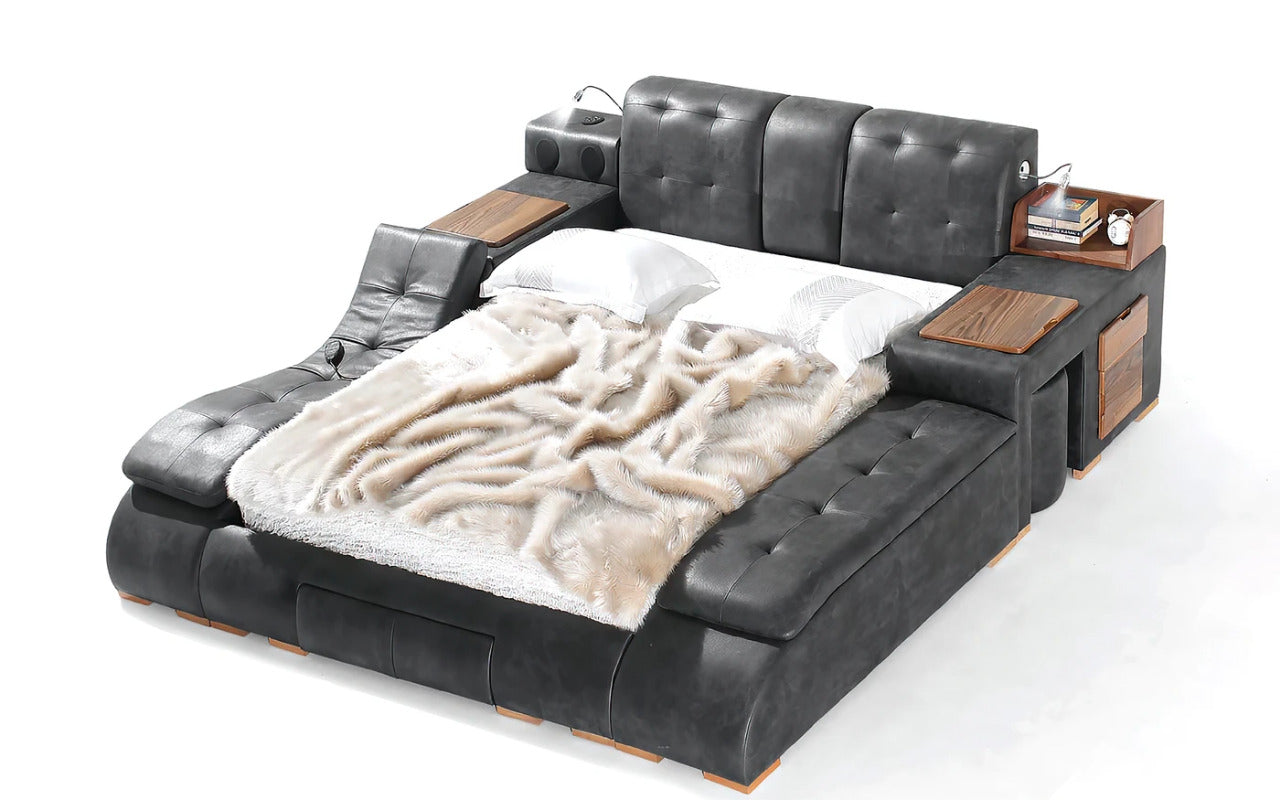 Queen Size: Queen Size Bed With Massage Lounge Chaise