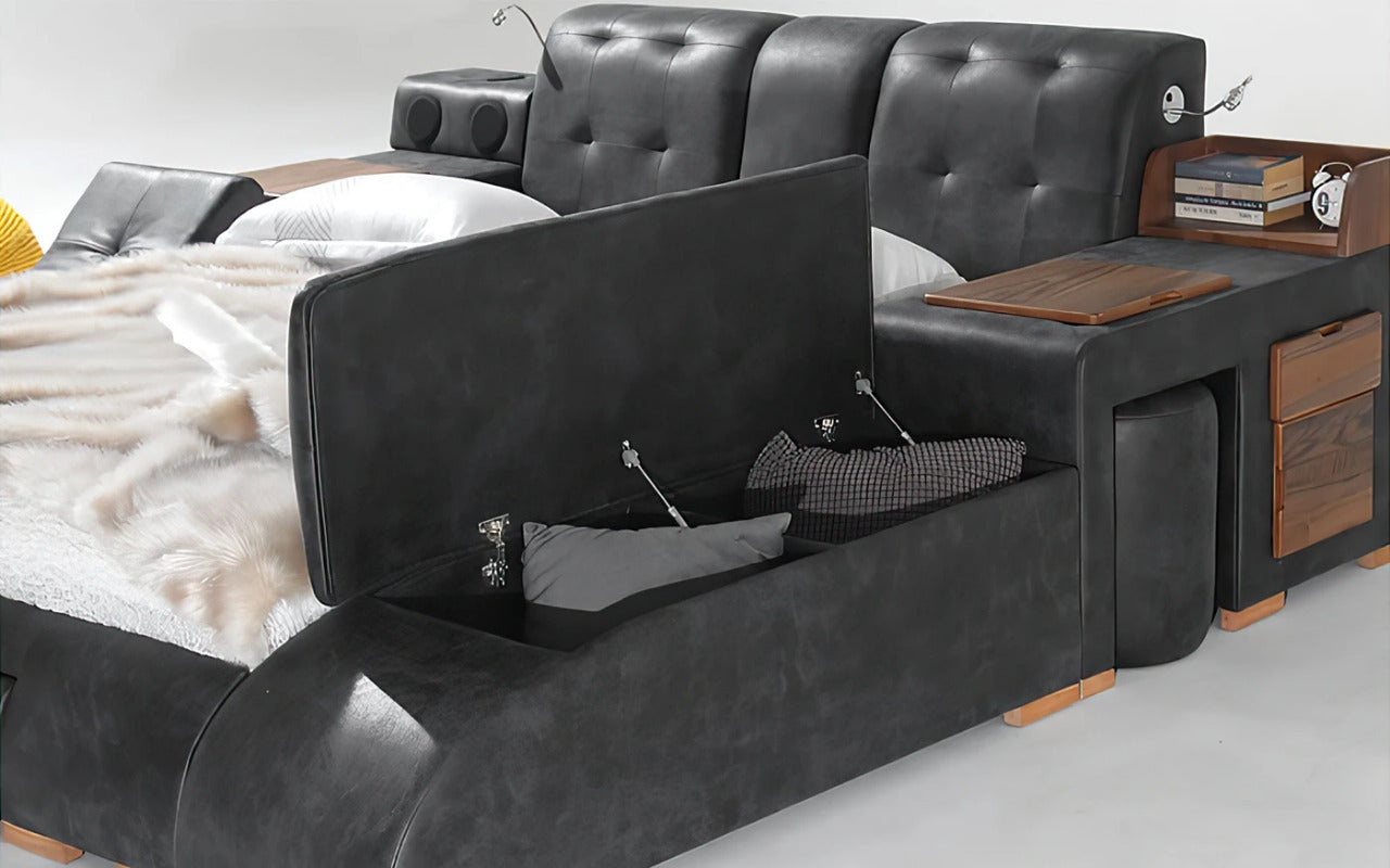 Queen Size: Queen Size Bed With Massage Lounge Chaise