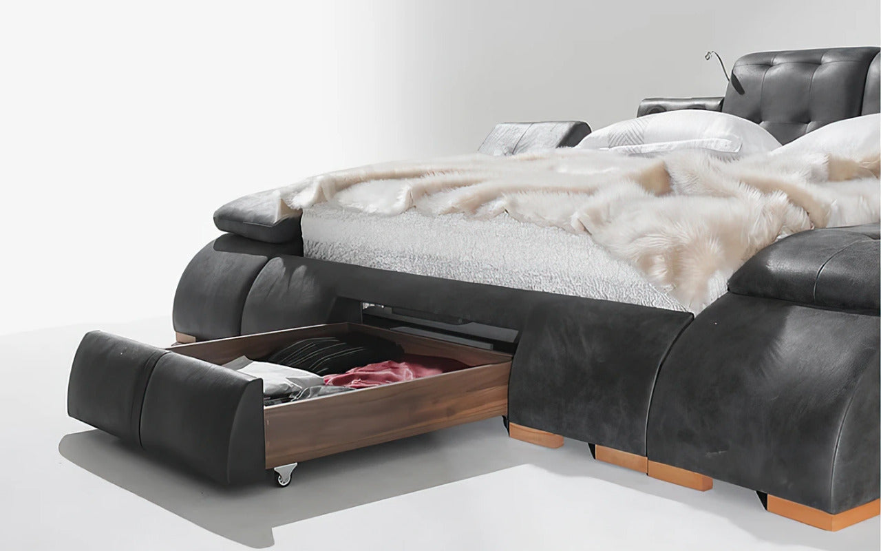 Queen Size: Queen Size Bed With Massage Lounge Chaise