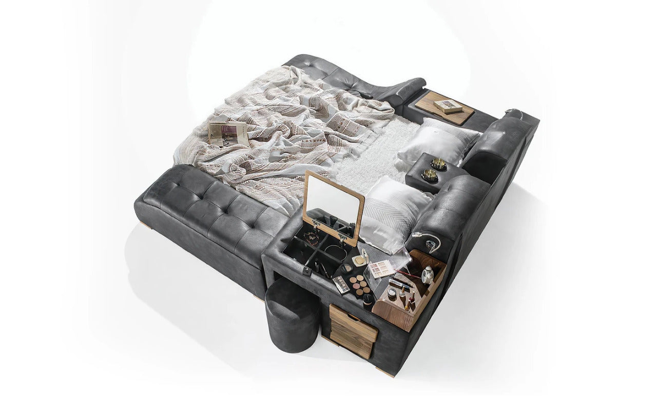 Queen Size: Queen Size Bed With Massage Lounge Chaise