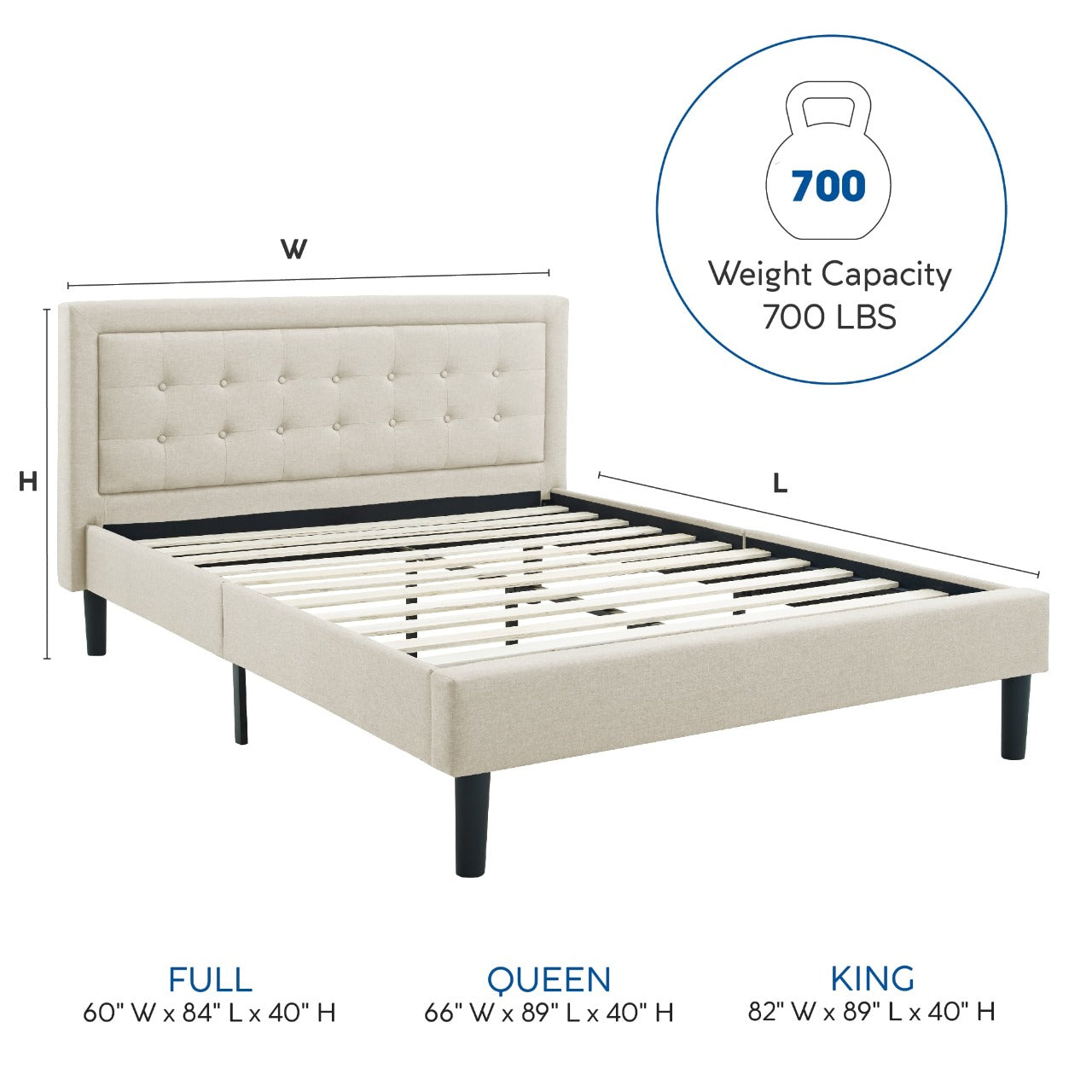 Queen Size Tufted Upholstered Profile Platform Bed