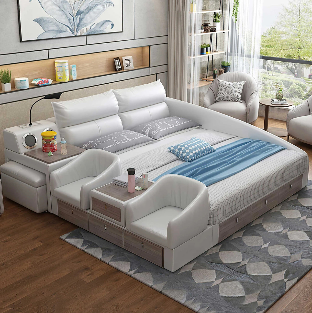 Queen Size: White Queen Size Smart Bed