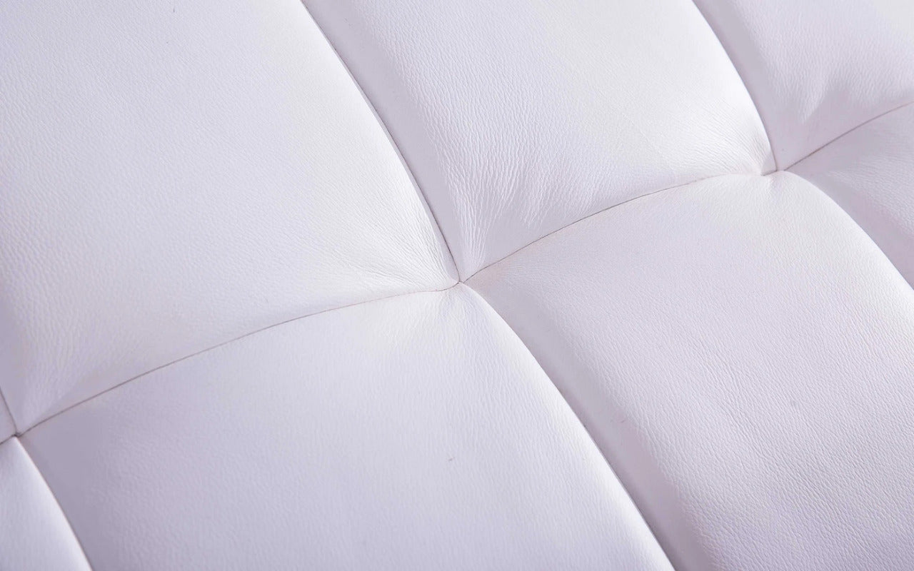 Queen Size: White & Black Leather Queen Size Smart Bed with LED Light