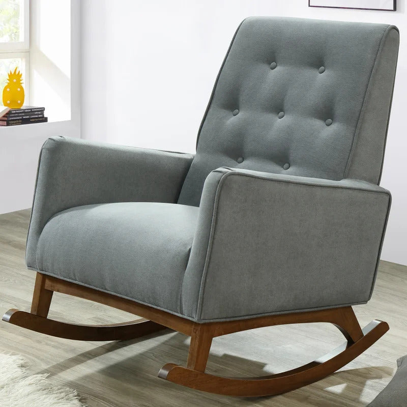 Rocking Chair: Button-Tufted Velvet Rocking Chair