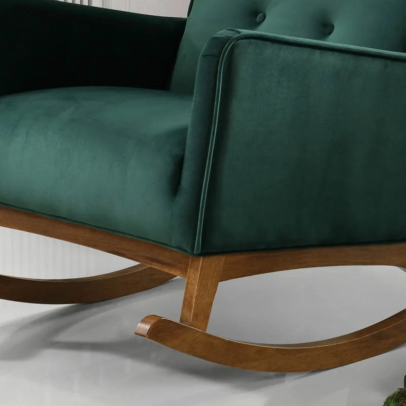 Rocking Chair: Button-Tufted Velvet Rocking Chair
