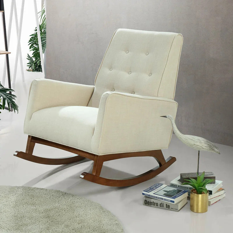 Rocking Chair: Button-Tufted Velvet Rocking Chair