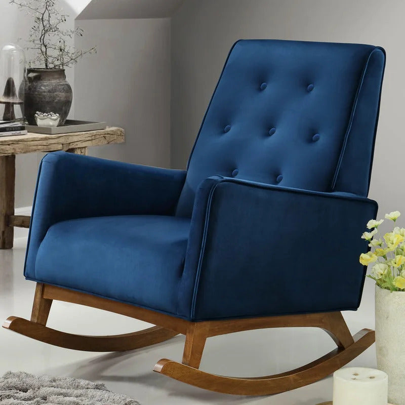 Rocking Chair: Button-Tufted Velvet Rocking Chair